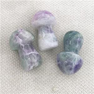 Fluorite mushroom charm without hole, multicolor, approx 25-38mm [GM16947]