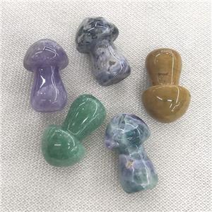mix Gemstone mushroom charm, no hole, approx 25-38mm [GM16950]