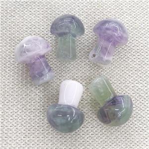 Fluorite mushroom charm without hole, multicolor, approx 15-20mm [GM16956]