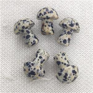 black Dalmatian Jasper mushroom charm, no hole, approx 15-20mm [GM16962]