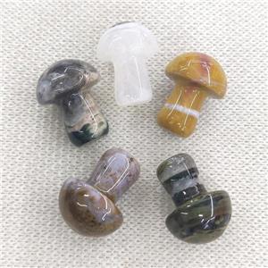 Ocean Agate mushroom charm without hole, multicolor, approx 15-20mm [GM16968]