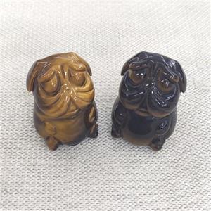 Tiger eye stone Sharpei Dog charm, no hole, approx 22-28mm [GM16970]