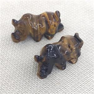 Tiger eye stone Rhinoceros charm, no hole, approx 15-37mm [GM16971]