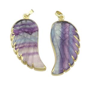Fluorite angel wing pendant, gold plated, approx 15-35mm [GM16975]