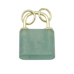 green Aventurine Lock pendant, gold plated, approx 18-27mm [GM16982]