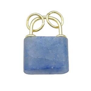 blue Aventurine Lock pendant, gold plated, approx 18-27mm [GM16983]