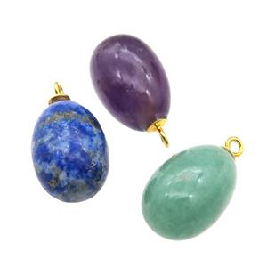 mix Gemstone egg pendant, approx 10-15mm [GM17012]