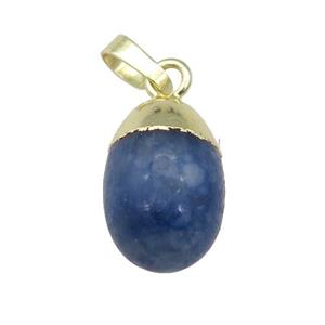 blue Aventurine egg pendant, gold plated, approx 10-15mm [GM17016]