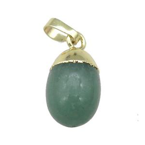 green Aventurine egg pendant, gold plated, approx 10-15mm [GM17019]