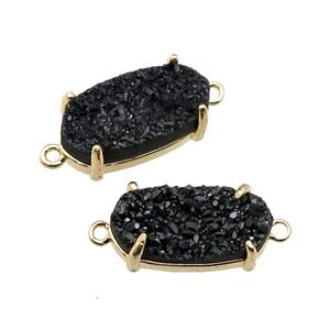 black Druzy Quartz connector, oval, approx 6-13mm [GM17051]