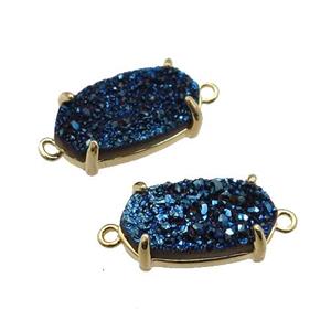 blue Druzy Quartz connector, oval, approx 6-13mm [GM17052]