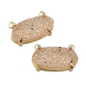 chanpagne Druzy Quartz pendant with 2loops, oval, approx 6-13mm [GM17056]