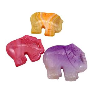natural Agate elephant pendant, dye, mixed color, approx 40-50mm [GM17063]