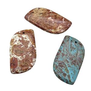 Ocean Jasper leaf pendant, mix color, approx 25-50mm [GM17066]