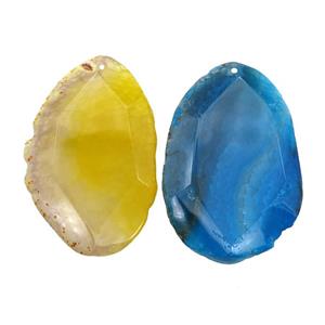 natural Agate slice pendant, dye, mix color, approx 40-65mm [GM17077]