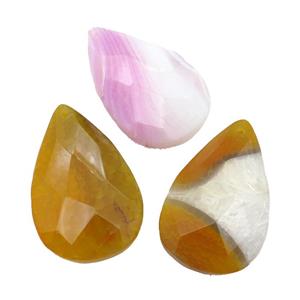 natural Agate teardrop pendant, dye, mixed color, approx 35-55mm [GM17085]