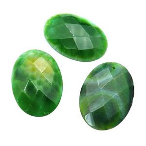 natural Agate oval pendant, dye, green, approx 30-45mm [GM17095]
