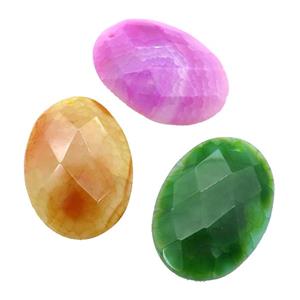natural Agate oval pendant, dye, mixed color, approx 30-45mm [GM17096]