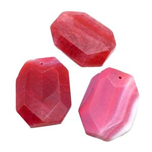natural Agate rectangle pendant, dye, red, approx 30-45mm [GM17097]