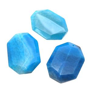 natural Agate rectangle pendant, dye, blue, approx 30-45mm [GM17098]