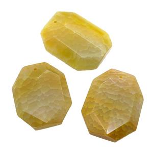 natural Agate rectangle pendant, dye, yellow, approx 30-45mm [GM17100]