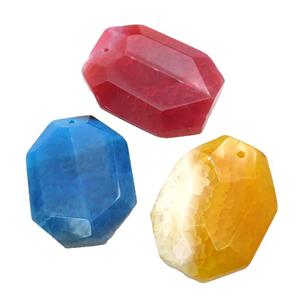 natural Agate rectangle pendant, dye, mixed color, approx 30-45mm [GM17102]