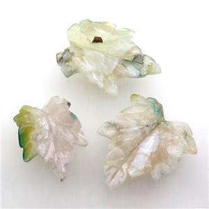 green Cherry Agate Leaf pendant, approx 15-40mm [GM17111]