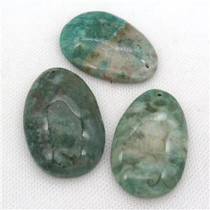 green Cherry Agate teardrop pendant, approx 35-55mm [GM17127]