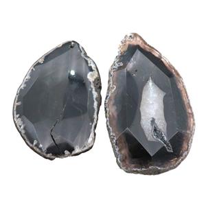 natural Agate slice pendant, black, approx 35-80mm [GM17131]