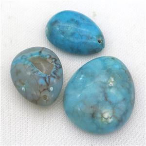 natural Agate teardrop pendant, dye, blue, approx 30-50mm [GM17132]