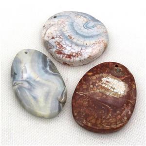 dragonveins Agate slice pendant, mix color, approx 45-60mm [GM17138]