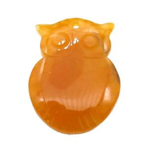 natural Agate owl pendant, dye, orange, approx 30-40mm [GM17139]