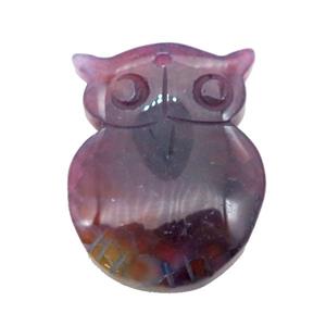 natural Agate owl pendant, dye, purple, approx 30-40mm [GM17140]