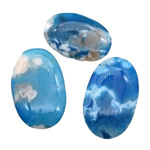 blue Sakura Cherry Agate Oval Pendant, approx 38-60mm [GM17153]