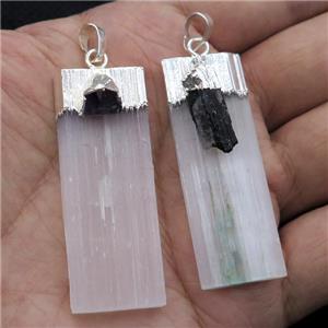 white Selenite stick pendant, silver plated, approx 15-50mm [GM17188]