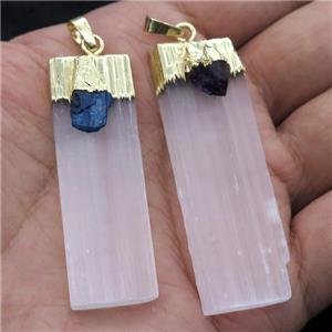 white Selenite stick pendant, gold plated, approx 15-50mm [GM17189]