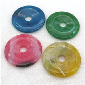 natural Agate donut pendant, dye, mixed, approx 45-60mm [GM17195]