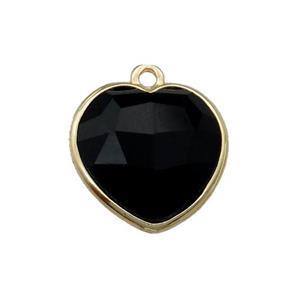 black Glass heart pendant, gold plated, approx 15mm [GM17199]