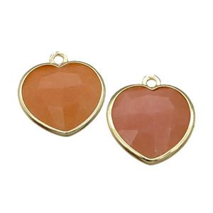 peach Sunstone heart pendant, gold plated, approx 15mm [GM17201]