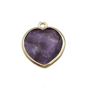 purple Amethyst heart pendant, gold plated, approx 15mm [GM17203]