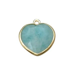 green Amazonite heart pendant, gold plated, approx 15mm [GM17204]