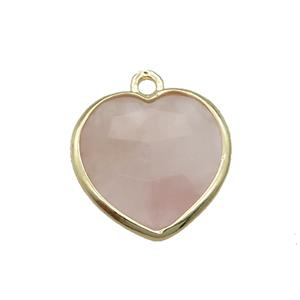 pink Rose Quartz heart pendant, gold plated, approx 15mm [GM17205]