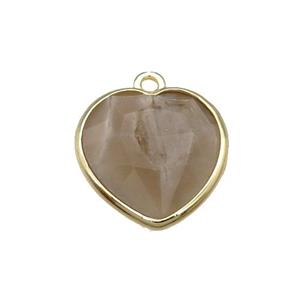 gray Moonstone heart pendant, gold plated, approx 15mm [GM17206]