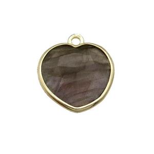 Labradorite heart pendant, gold plated, approx 15mm [GM17207]