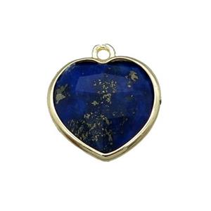 blue Lapis Lazuli heart pendant, gold plated, approx 15mm [GM17209]