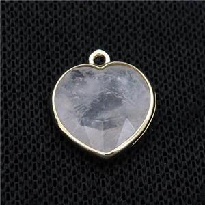 Clear Quartz heart pendant, gold plated, approx 15mm [GM17210]