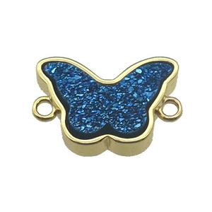 blue Resin Druzy butterfly pendant, gold plated, approx 11-17mm [GM17230]