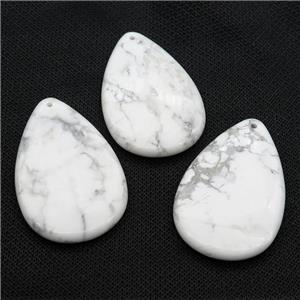 white Howlite Turquoise teardrop pendant, approx 35-55mm [GM17242]