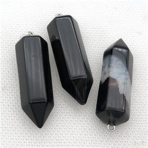 black Agate bullet pendant, approx 15-45mm [GM17248]