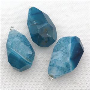 natural Agate druzy pendant, freeform, teal dye, approx 20-40mm [GM17254]